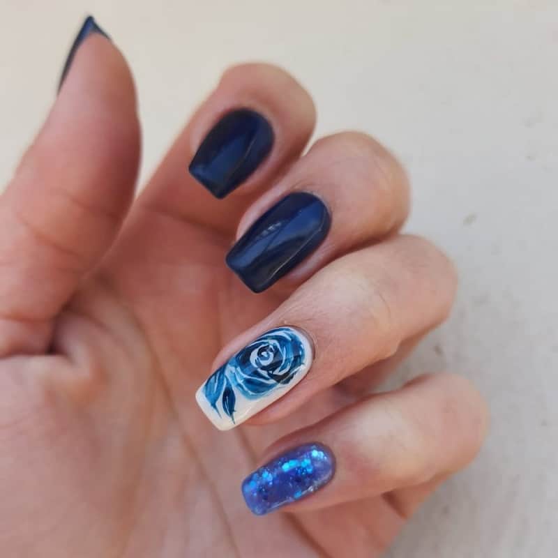 one stroke rose nail art