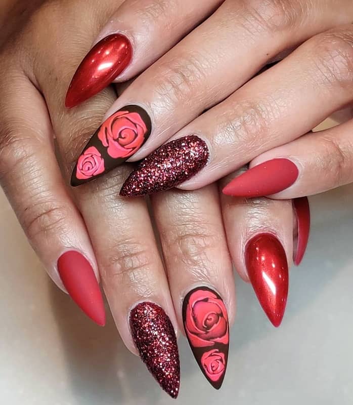 acrylic rose nail art