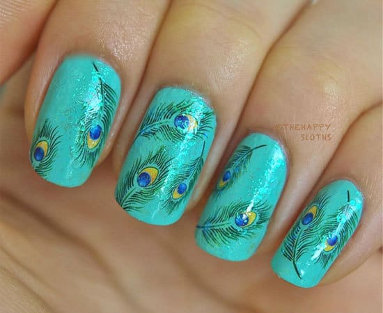 sky blue Peacock Nails