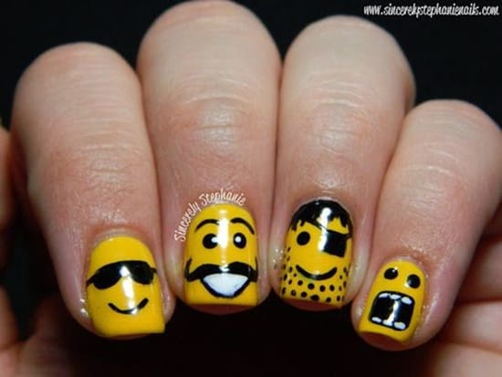 Funny Yellow Nail Art