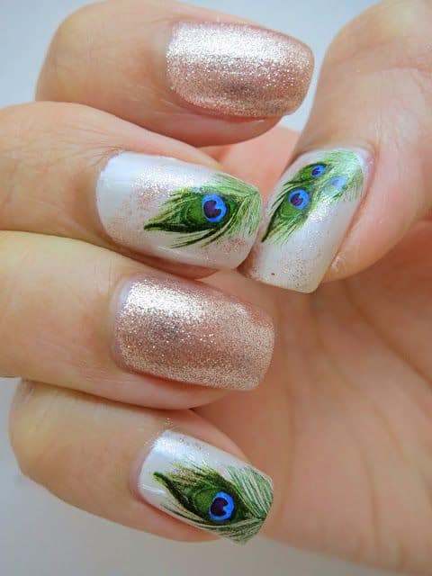 simple peacock nail design