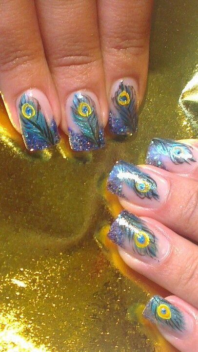 Glitter Peacock Nail Designs