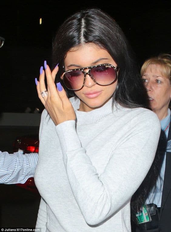 Kylie jenners nail design in archy purple