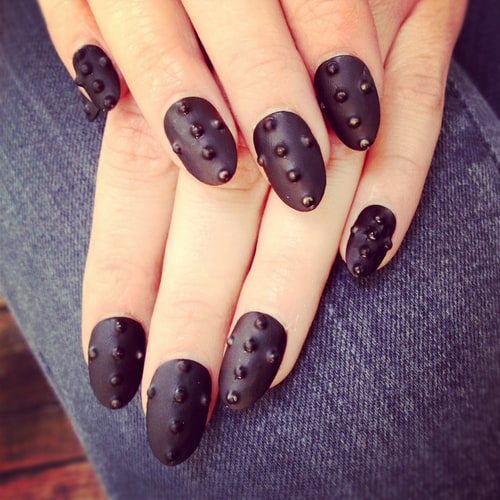 Black studded nail art