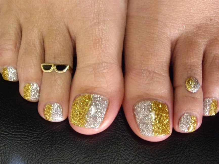 Glitery Toe two tone Nails