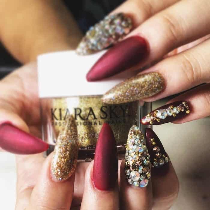 25 Flattering Red And Gold Nail Designs for 2024