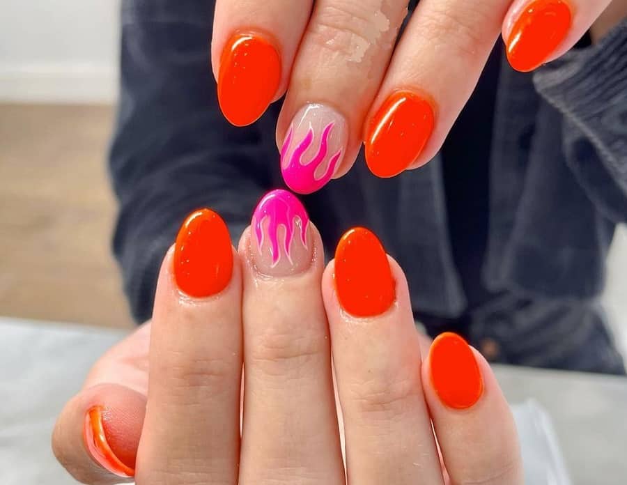 shellac orange nails