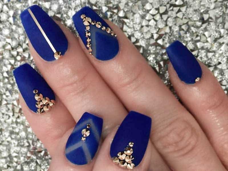 Blue coffin nail design