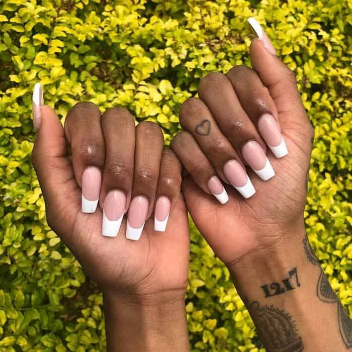 white tip coffin nails 