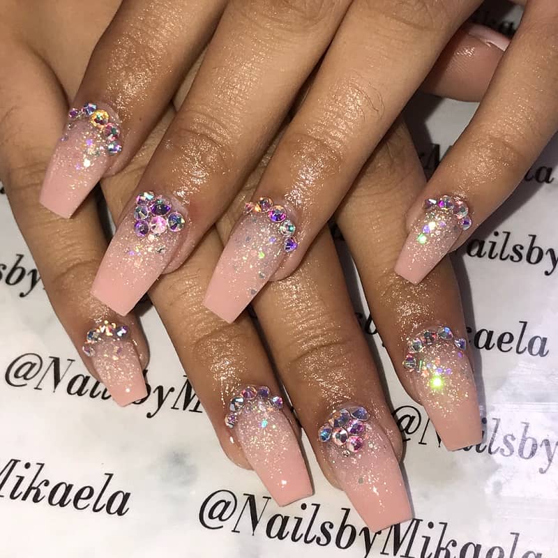 glitter quinceanera nails