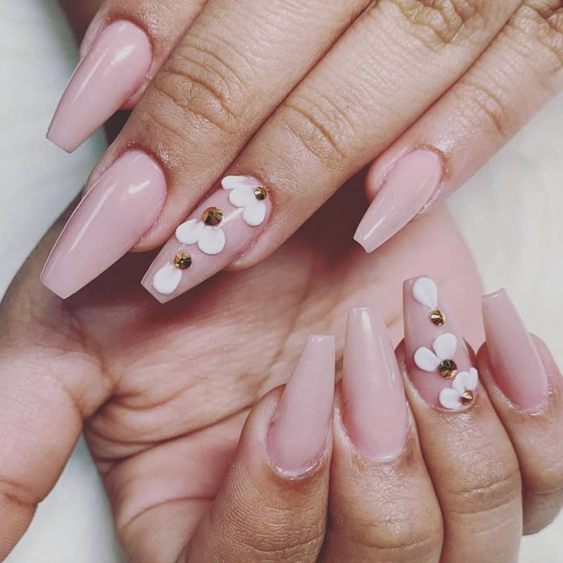 light pink quinceanera nails