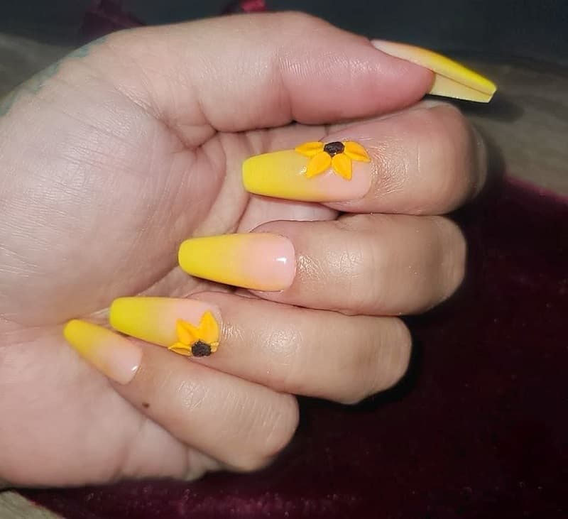 sunflower ombre nails