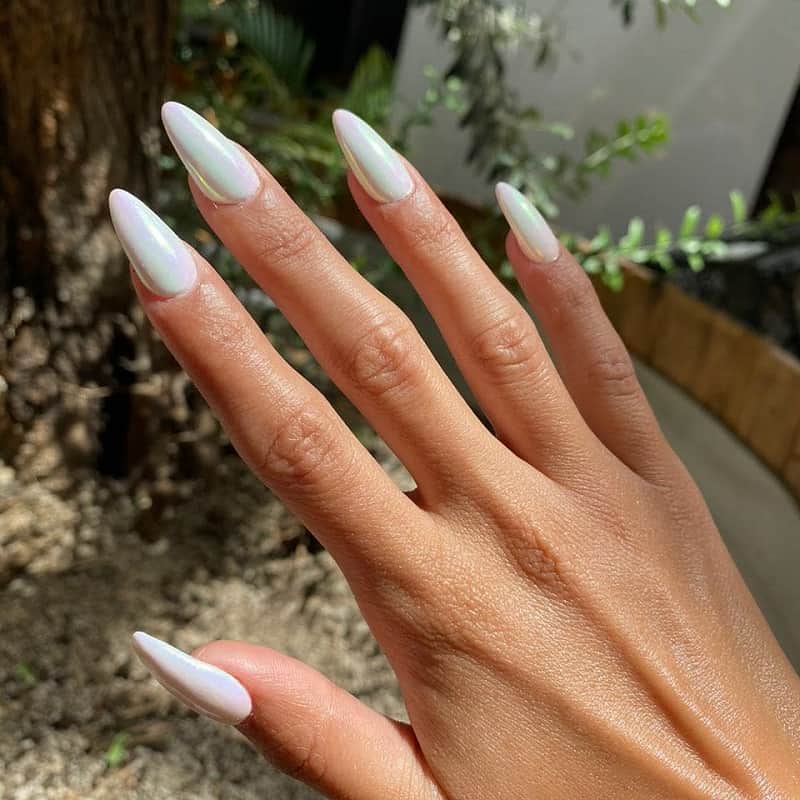 white mirror nails