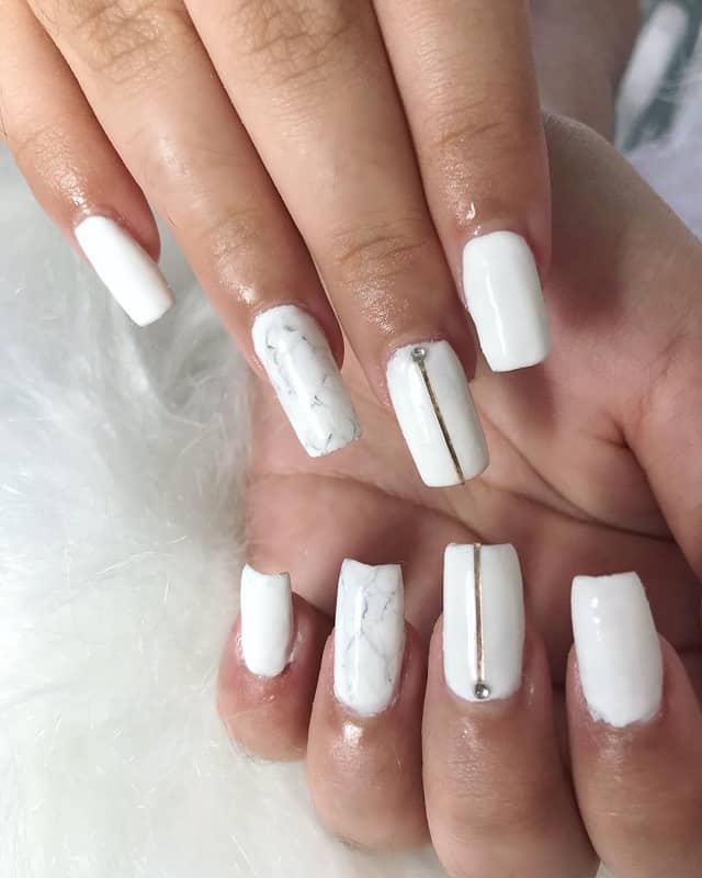 white shellac marble nails