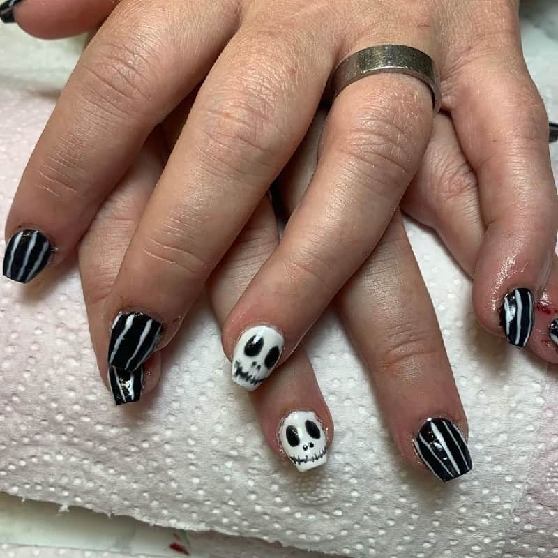 halloween toothpick nail art