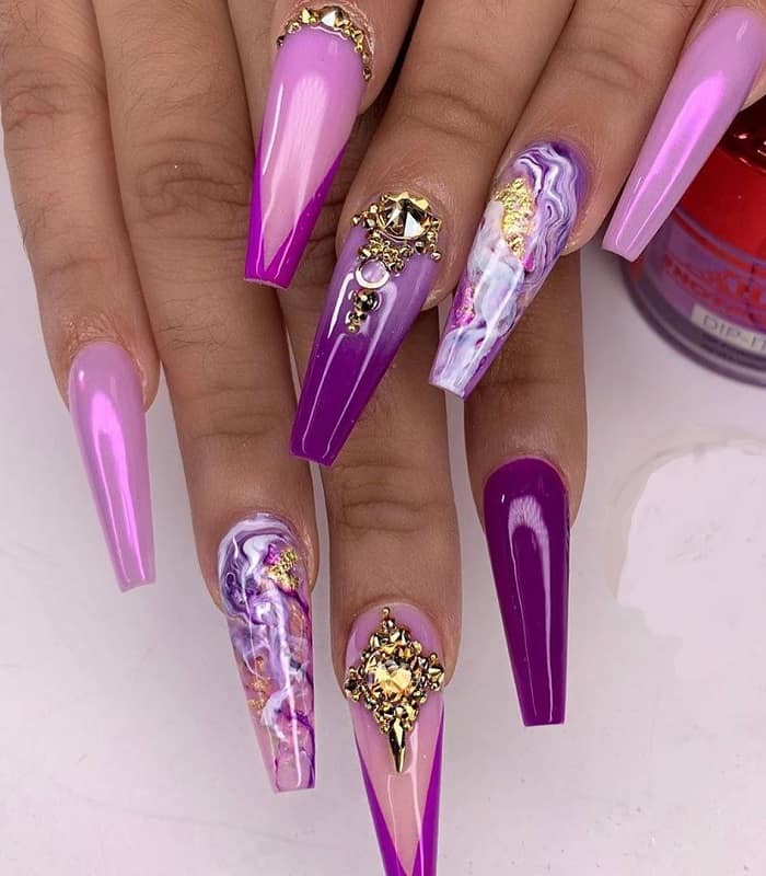 purple quinceanera nails