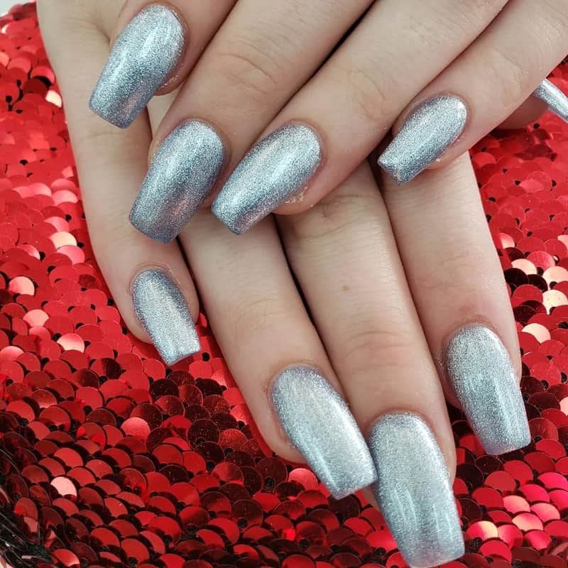 silver quinceanera nails