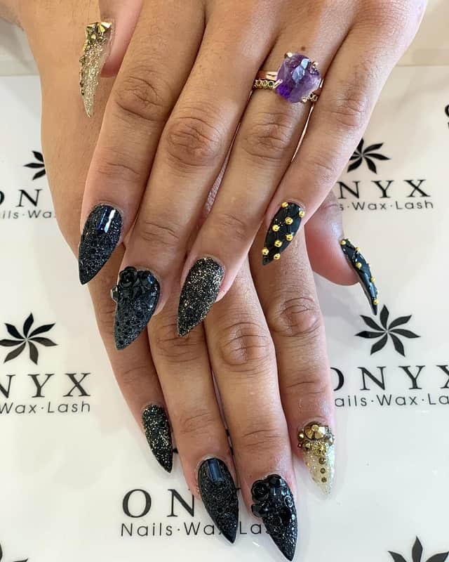 stiletto nails with studs