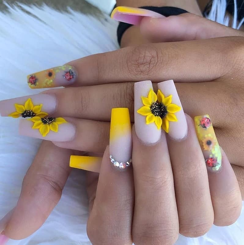 sunflower wedding nails