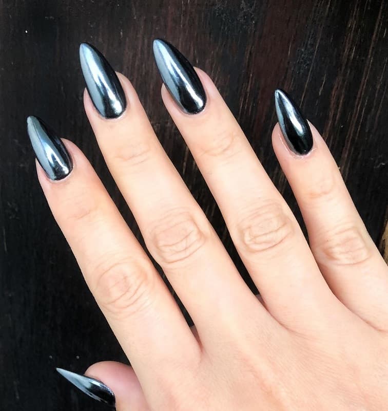 black metallic nails