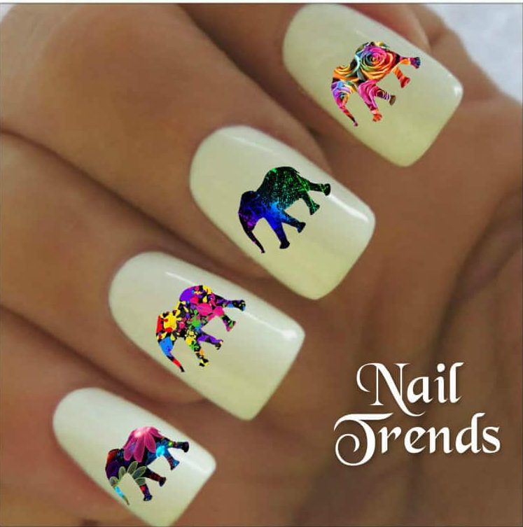 artsy elephant nail design