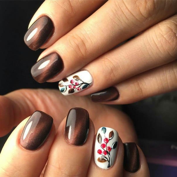 dark chocolate cat eye nails