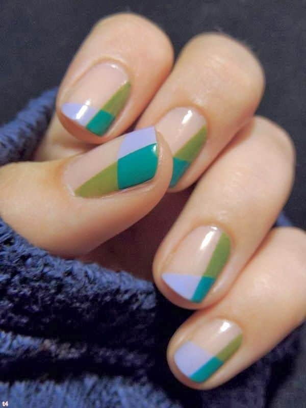 colorblock negative space nail design