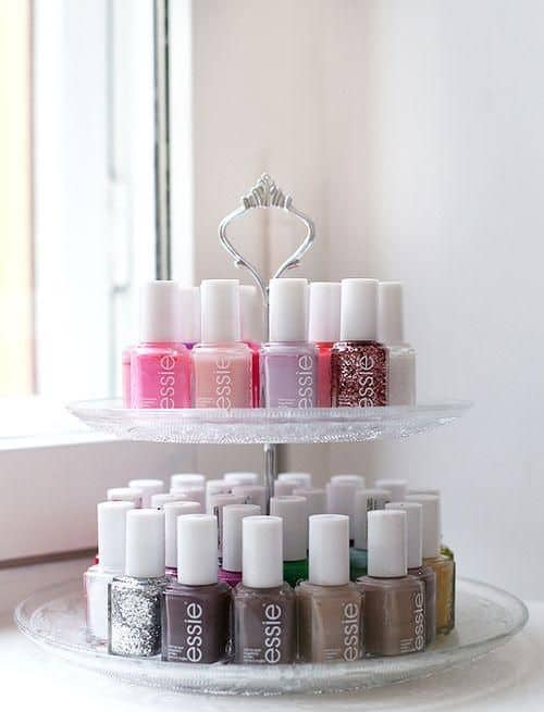 elegant tea rack as nail polish holder