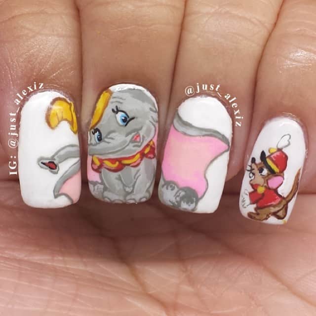 dumbo elephant nail design