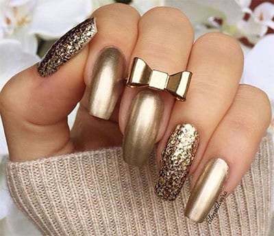 metallic nails with glitter