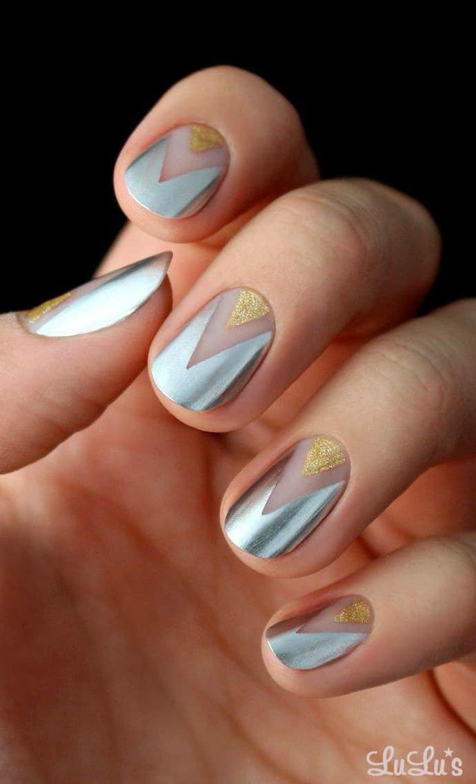 negative space metallic Nails