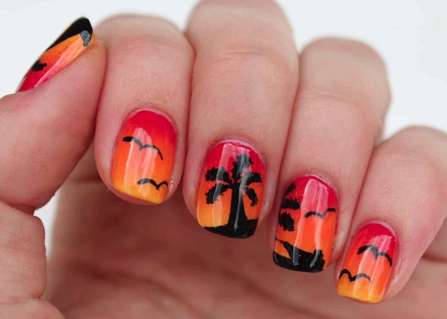 unique sunset nail design