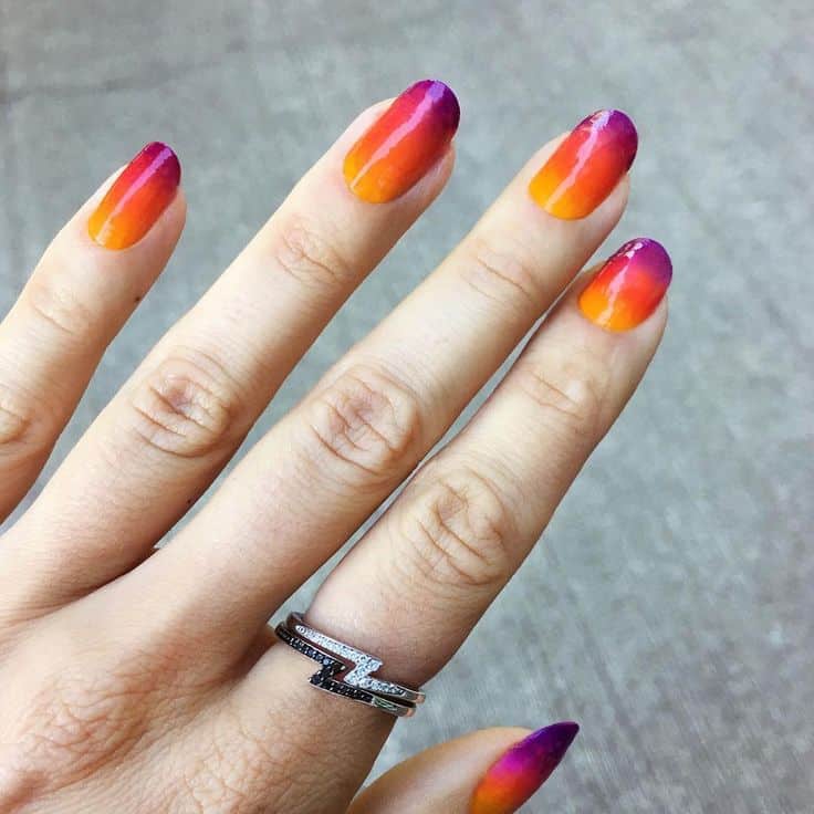 Plain Sunset nail design