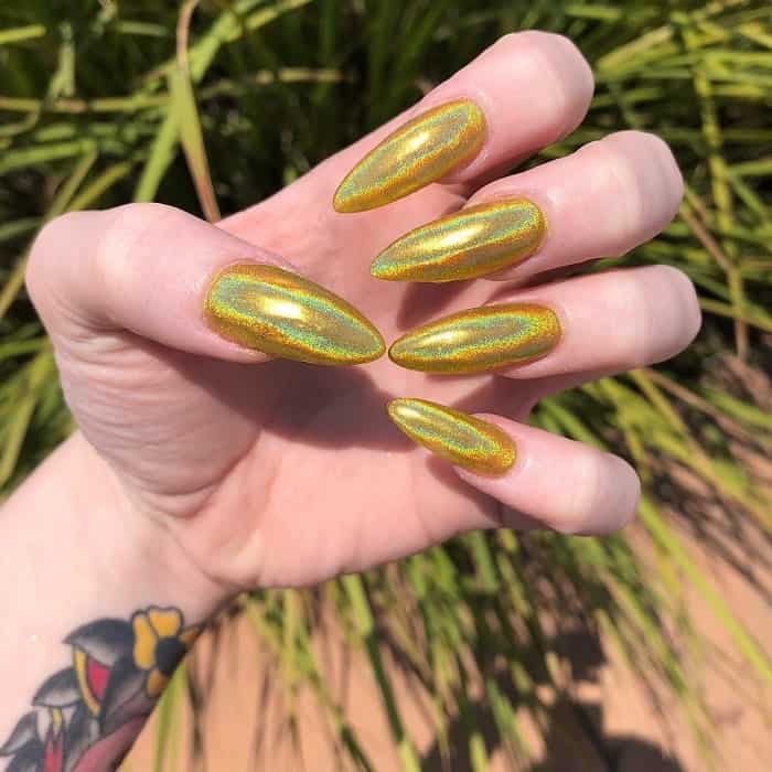 Gold Holographic Nails 