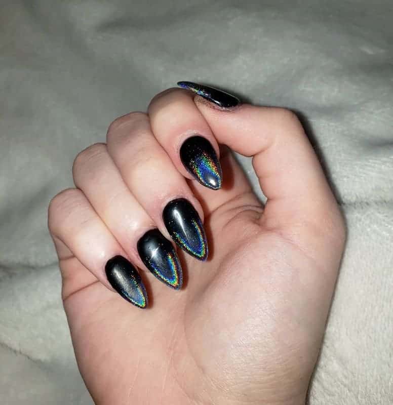 Holographic Black Nails 