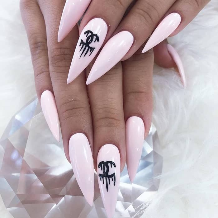 pastel pink stiletto nails