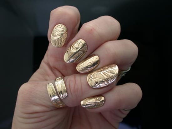 patterned metalic nails