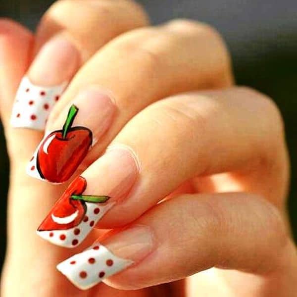 Appealing Apple fruit nail designs