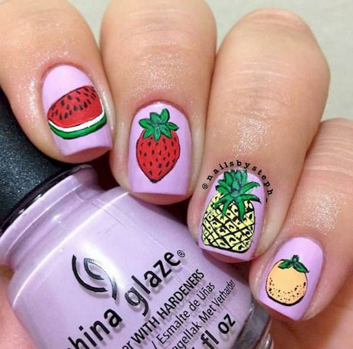 Mixed Fruits nail designs