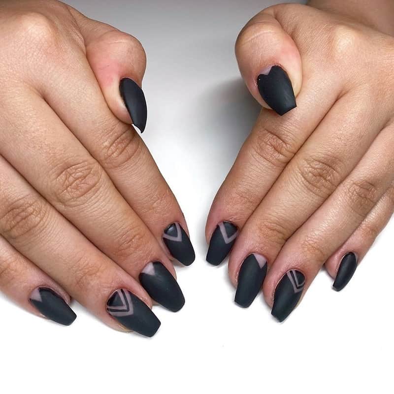 matte black short coffin nails