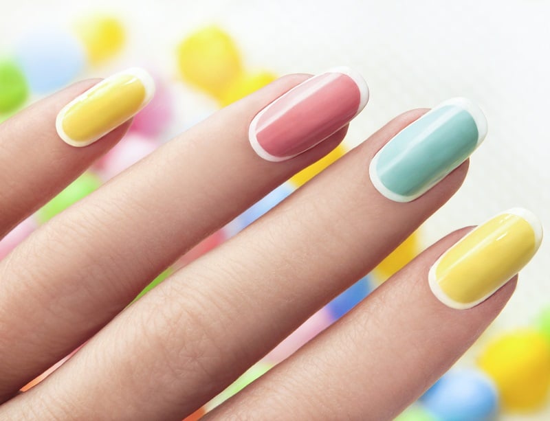 colored nails with white tips