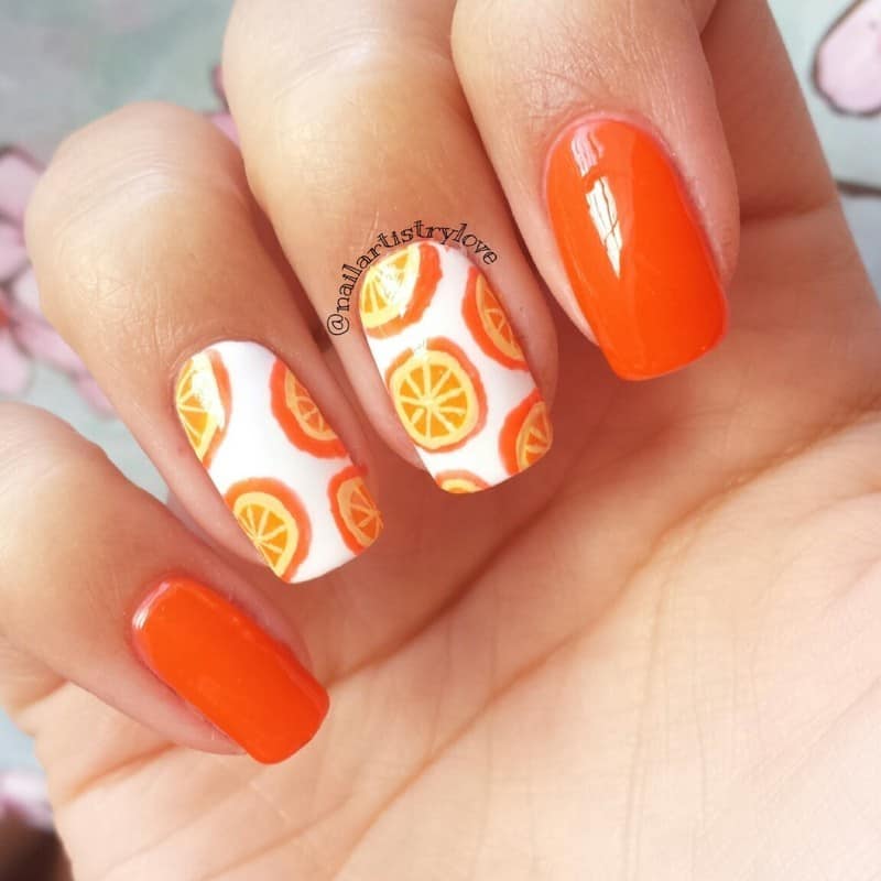Sliced Oranges fruit nail designs