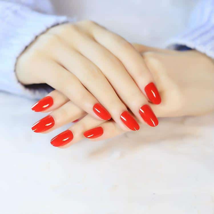 Cherry Red short acrylic Nails