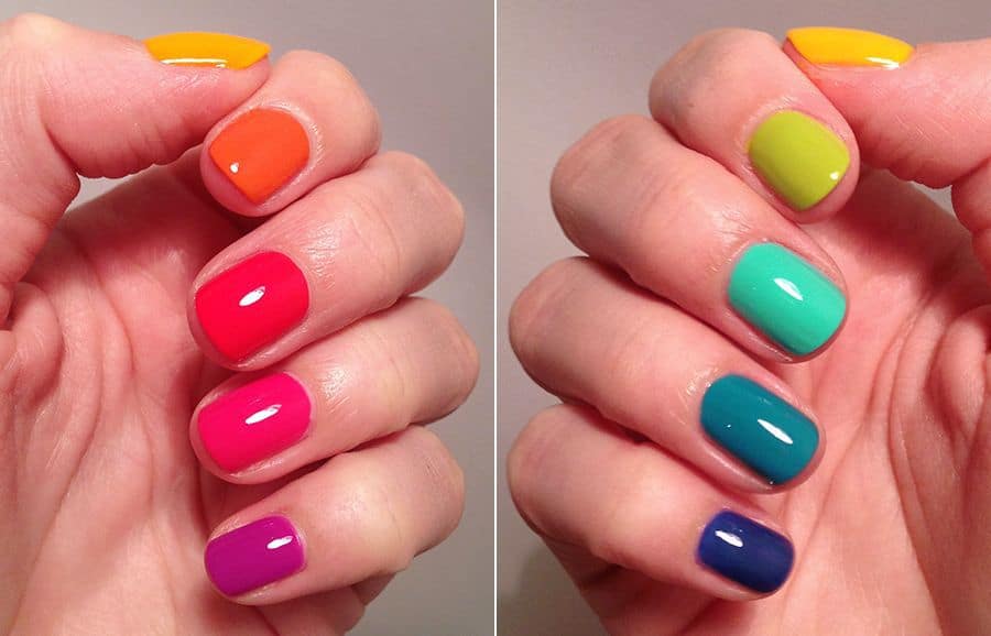 rainbow short acrylic nails