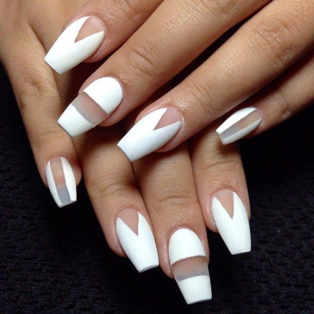 White Negative Space short coffin nails