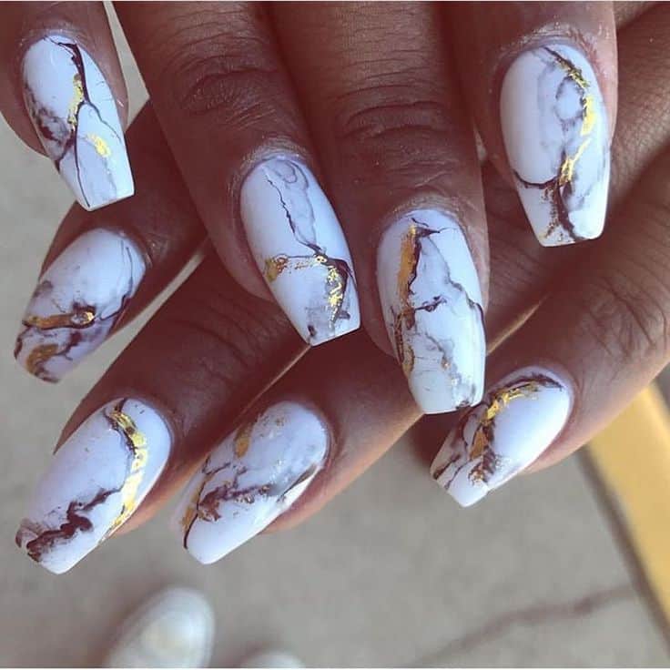 Marble Pattern shrot coffin nails