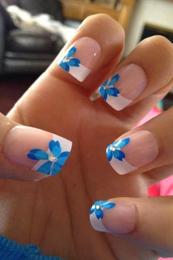 Flowery Coloured Nail Tips