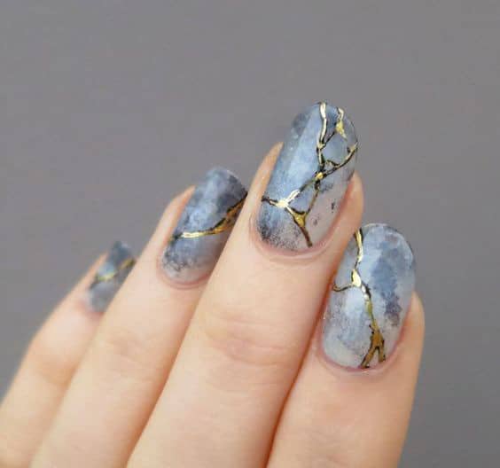 marble printed acrylic nails