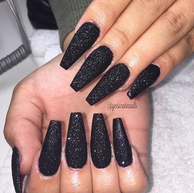 Matte and Glitter coffin Nails