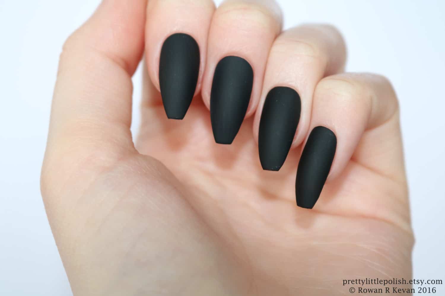 Plain Black Matte coffin Nails